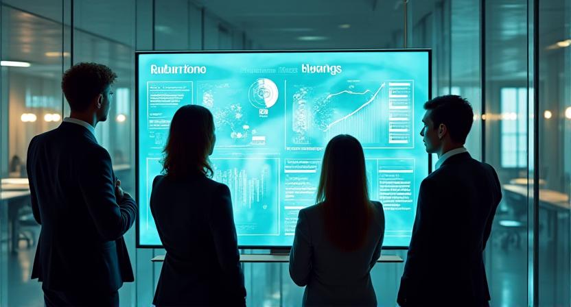 Professionelles Business-Team analysiert ESG-Kennzahlen in einem modernen Büro